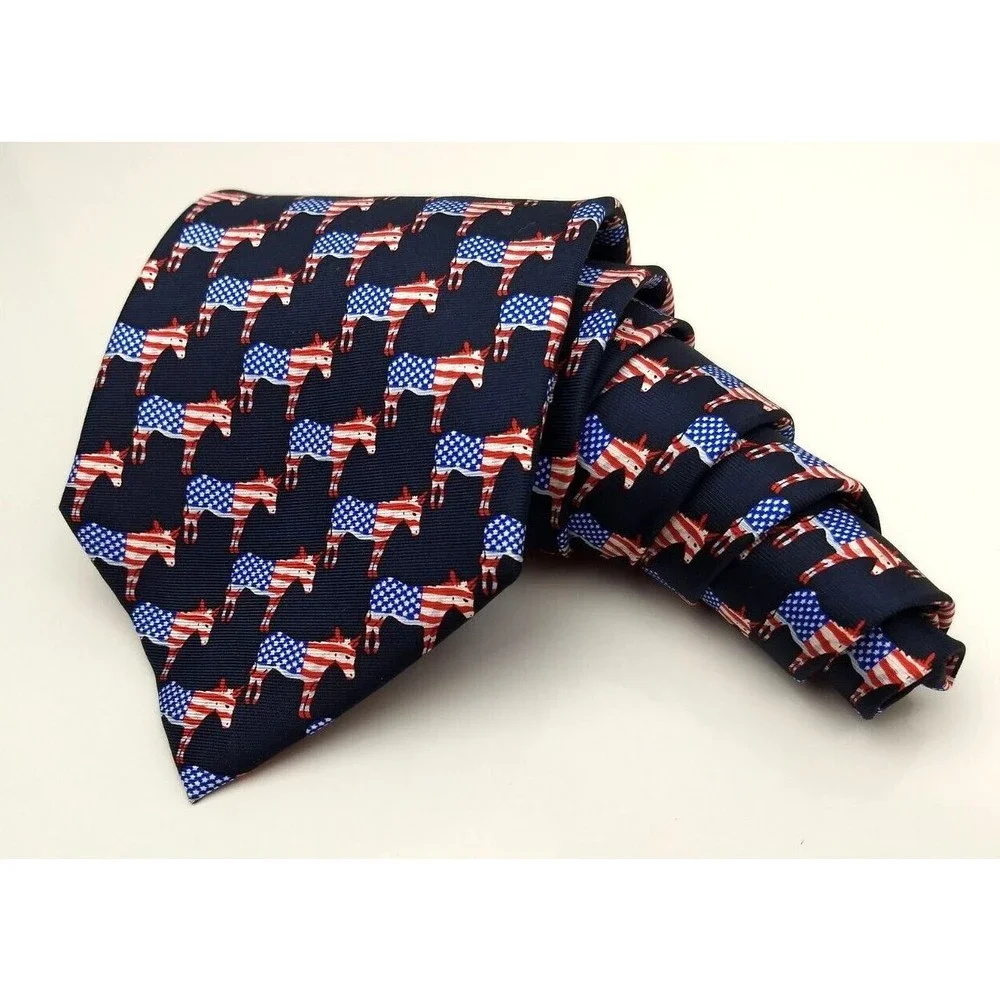 MUSEUM ARTIFACTS‎ All Silk Men's Handmade Neck Tie Democrat Donkey American Flag